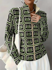 Clemency™ | Retro Tile Zip Cardigan