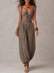 Wanda · Complete with Grey Lace Bandeau and Pleated Harem Trousers