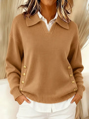 Vynette™ | V-Neck Sweater with Collar