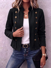 Kavira™ | Stand Collar Double-Breasted Cropped Jacket
