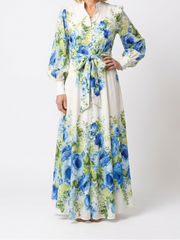 Harper | Long Sleeve Floral Button Front Maxi Dress