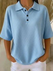 Abriella | Waffle Polo Blouse