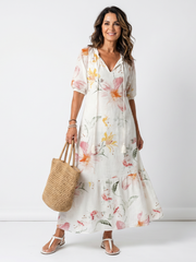 Noa™ | Women's Soft Floral Tiered Tassel Midi Dress