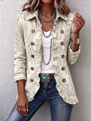 Plus Size, Plus-size Women's Ruffle Long-sleeve Jacket, Casual Notched Collar Long-sleeve Double-breasted Slim-fit Cardigan for Covering Up, Perfect for Daily Outings, Gatherings, Work Commutes, and a Must-have Gift for Thanksgiving (kopie)