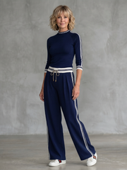 Eirlys | Fitted Long Sleeve Top Wide Leg Pants Set