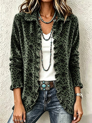 Olivienne™ | Leopard Patch Ruffle Jacket