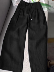Camille | Wide-leg Pants in Cotton and Linen Blend