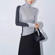 Blair | Contrast Sleeve Mock Neck Top