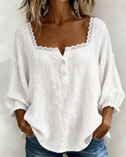 Trelaine | Lace-Trim Square Neck Blouse