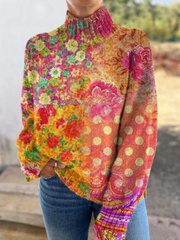 Abigail™ | Women's Floral Polka Dot Turtleneck Sweater