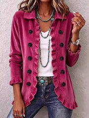 Fuchsienne™ | Pinstripe Ruffle Shirt Jacket