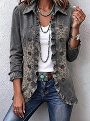 Sterlyne™ | Women's Slate Grey Washed Ruffle Jacket