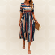 Noèle – Midi-length Striped Dress that Conceals the Tummy