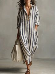 Amaris Linen Long Shirt Dress