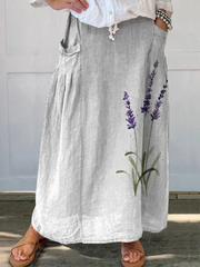 Marian™ | Women's Watercolor Lavender Floral Pocket Skirt-Pants