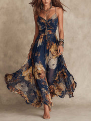 Dulce | long floral dress with straps