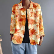 Laurentine™ | Women's Watercolor Leaf Button-Front Blouse