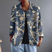 Oriella™ | Women's Bird & Blossom Button-Front Blouse