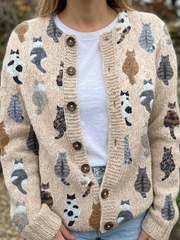 Charlotte™ | Cat Print Button Cardigan