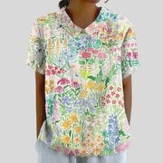 Viviane™ | Women's Watercolor Floral Collared Blouse