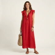 Corina's™ - Flowy Boho Maxi Dress Red