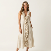 Victoire | Sleeveless Maxi Dress with Ruffles and V-Neck