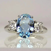 Ring with blue diamond crystal in sterling silver