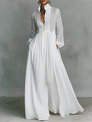 Celine™ | Women's Flowing Button-Front Maxi Dress