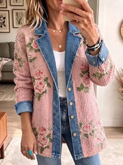 Lucetta™ | Embroidered Pink Denim Blazer
