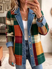 Rhoda™ | Retro Plaid Denim Jacket
