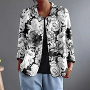 Leontina™ | Women's Monochrome Floral Button-Front Blouse