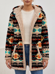 Sableen™ | Hooded Aztec Longline Cardigan
