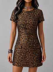 Sleek, Form-fitting Leopard-print Mini Dress