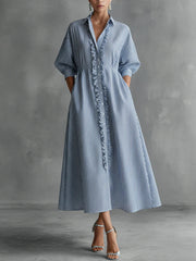 Elin™ | Women's Striped Button-Front Maxi Dress