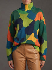 Rennick | Abstract Color-Block Turtleneck