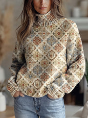 Wilhelmina | Tiled Damask Turtleneck