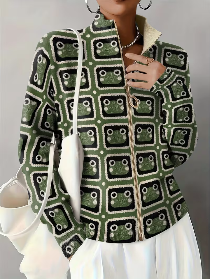 Clemency™ | Retro Tile Zip Cardigan