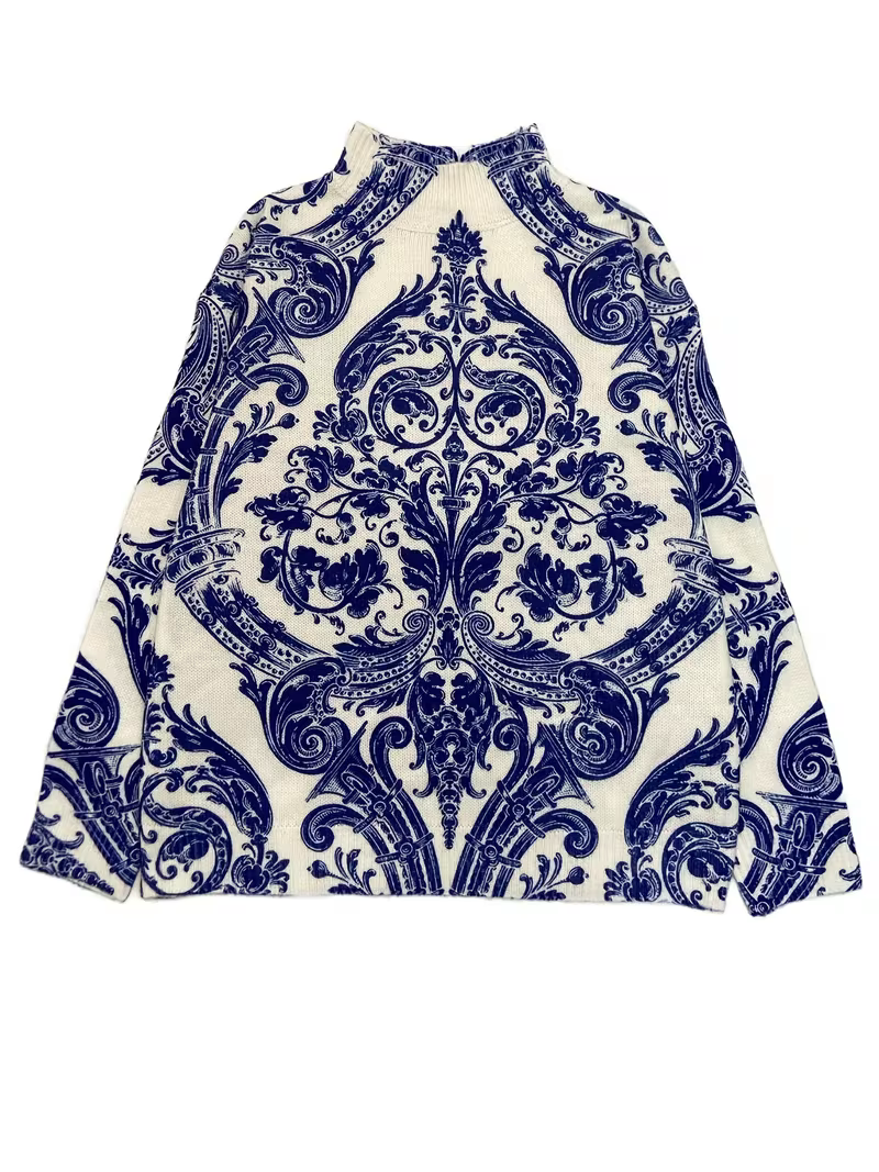 Katriona™ | Delft Damask Turtleneck