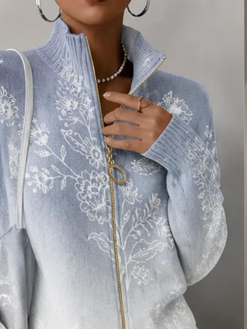 Halloway™ | Frosted Bloom Zip Cardigan
