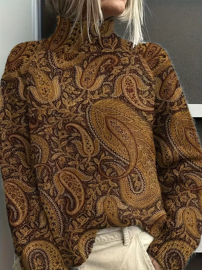 Caraway™ | Amber Paisley Turtleneck