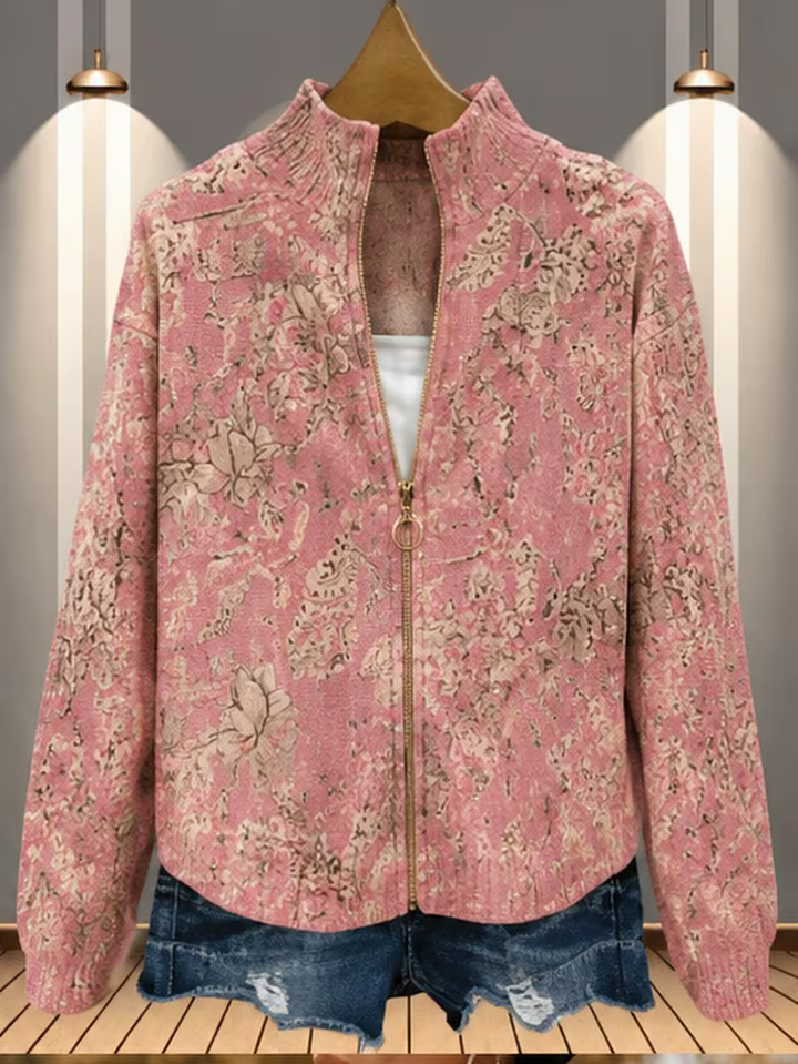 Saffira™ | Gilded Blossom Zip Cardigan