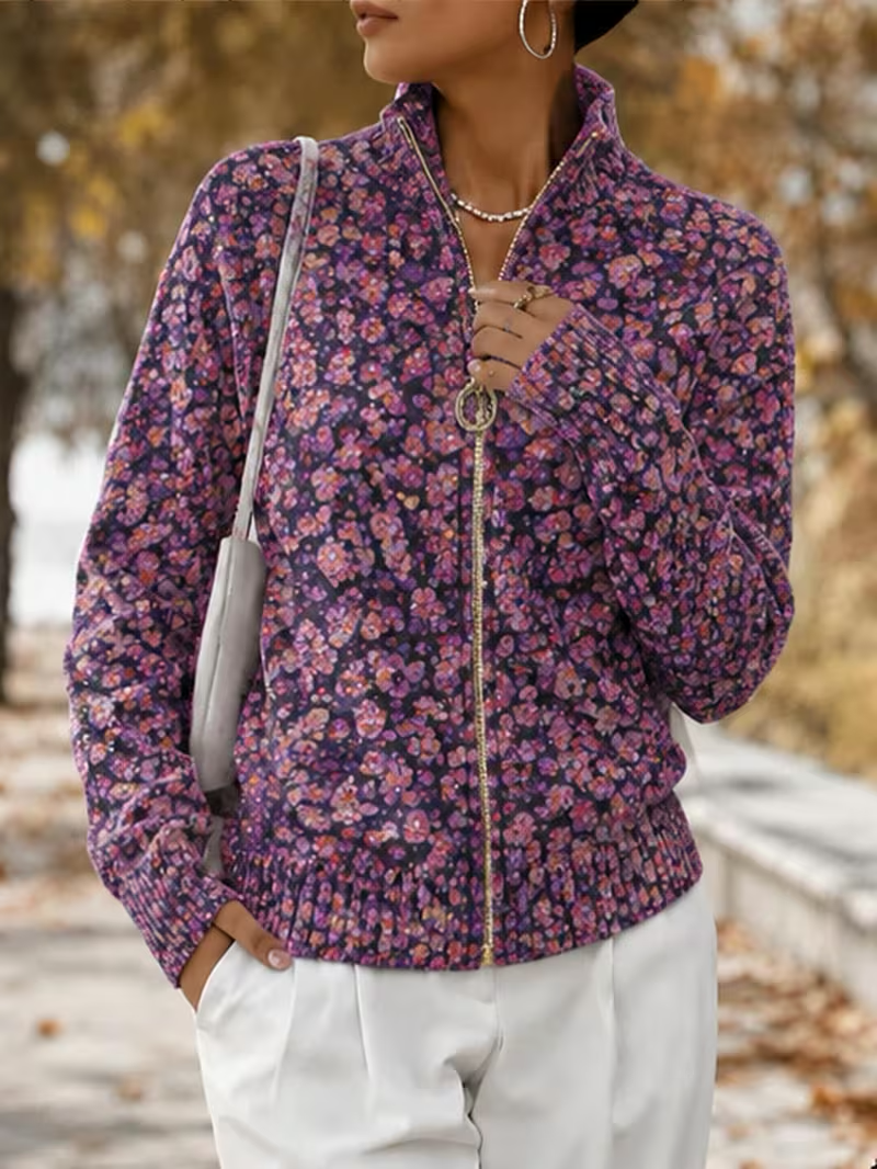 Ottilia™ | Violet Meadow Zip Cardigan