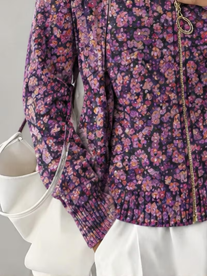 Ottilia™ | Violet Meadow Zip Cardigan