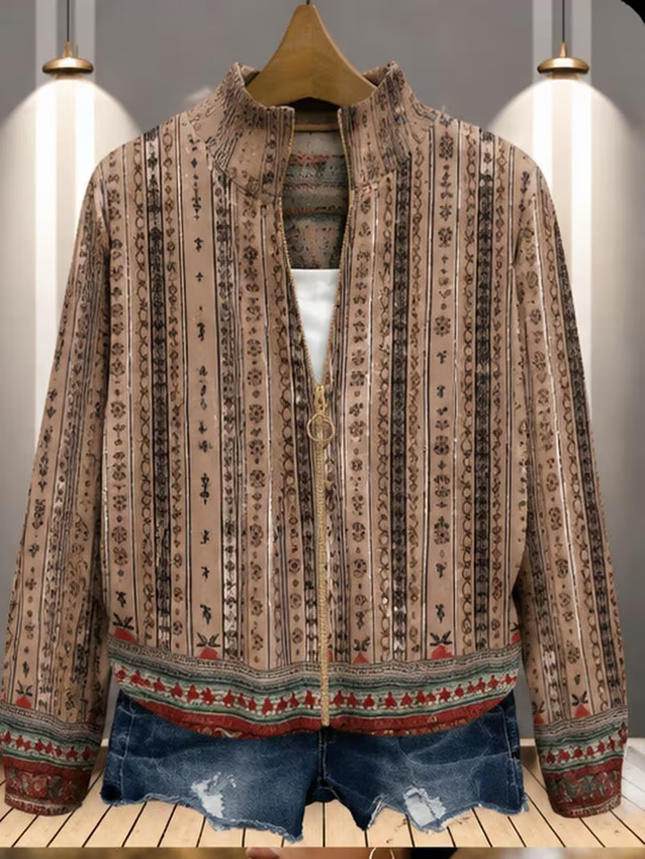 Wrenford™ | Woven Stripe Zip Cardigan