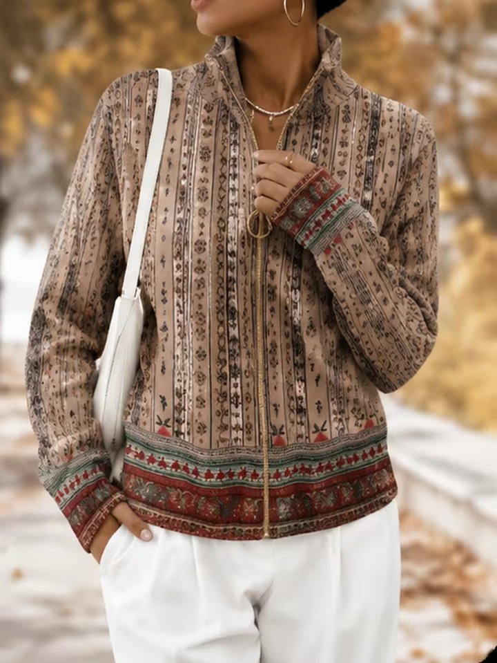 Wrenford™ | Woven Stripe Zip Cardigan