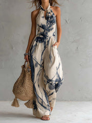 Lila Ink Wash Print Wide-Leg Jumpsuit