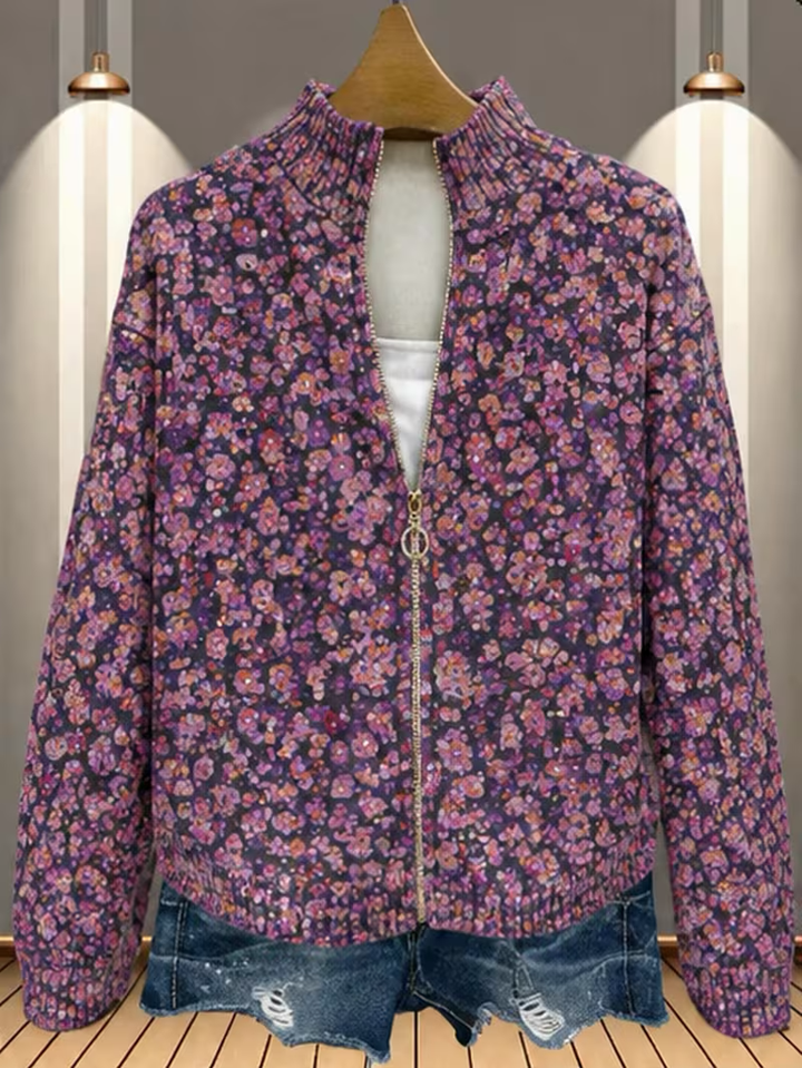 Ottilia™ | Violet Meadow Zip Cardigan