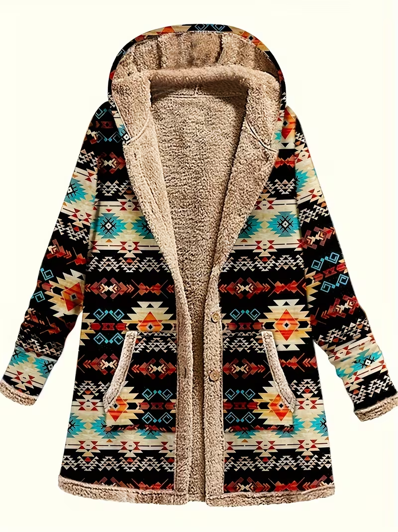 Sableen™ | Hooded Aztec Longline Cardigan