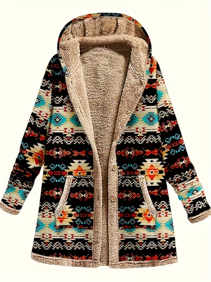 Sableen™ | Hooded Aztec Longline Cardigan