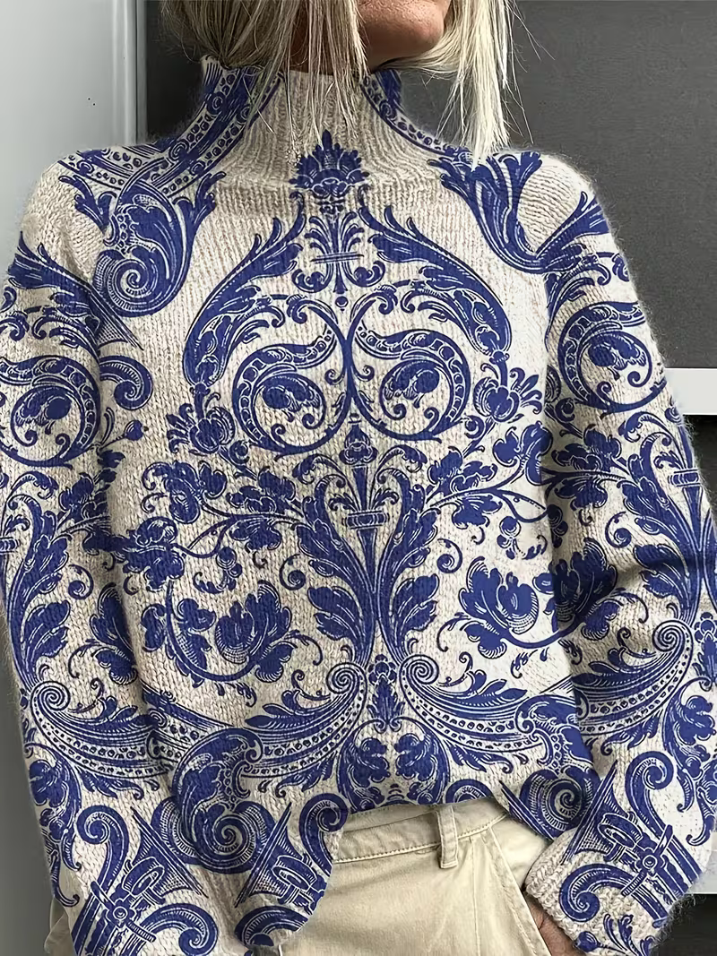Katriona™ | Delft Damask Turtleneck